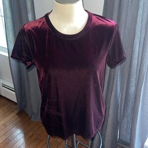 Abercrombie & Fitch Vintage Womens Burgundy Short Sleeve Velvet Top Size S